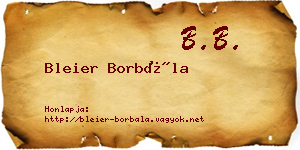 Bleier Borbála névjegykártya